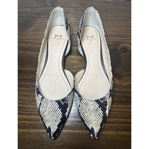 Marc Fisher Snakeskin‎ Animal Print Pointed Toe Flats Shoes Women's 7.5 - Picture 6 of 11